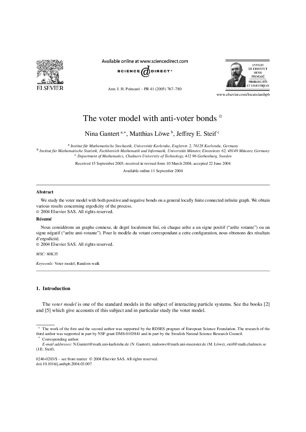 عکس صفحه اول مقاله: The voter model with anti-voter bonds The voter model with anti-voter bonds