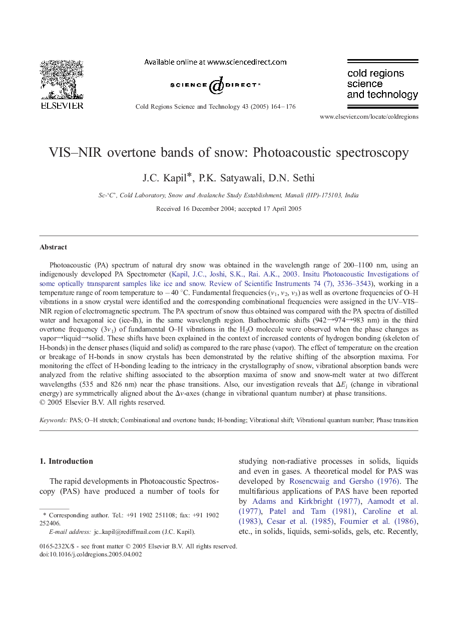 VIS-NIR overtone bands of snow: Photoacoustic spectroscopy