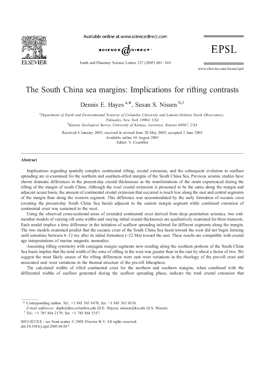 The South China sea margins: Implications for rifting contrasts