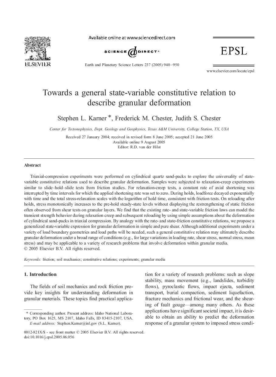 Towards a general state-variable constitutive relation to describe granular deformation