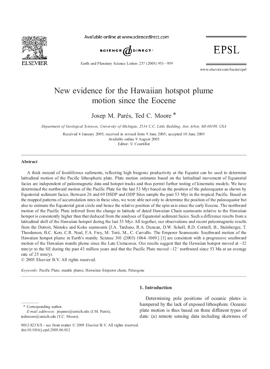 New evidence for the Hawaiian hotspot plume motion since the Eocene