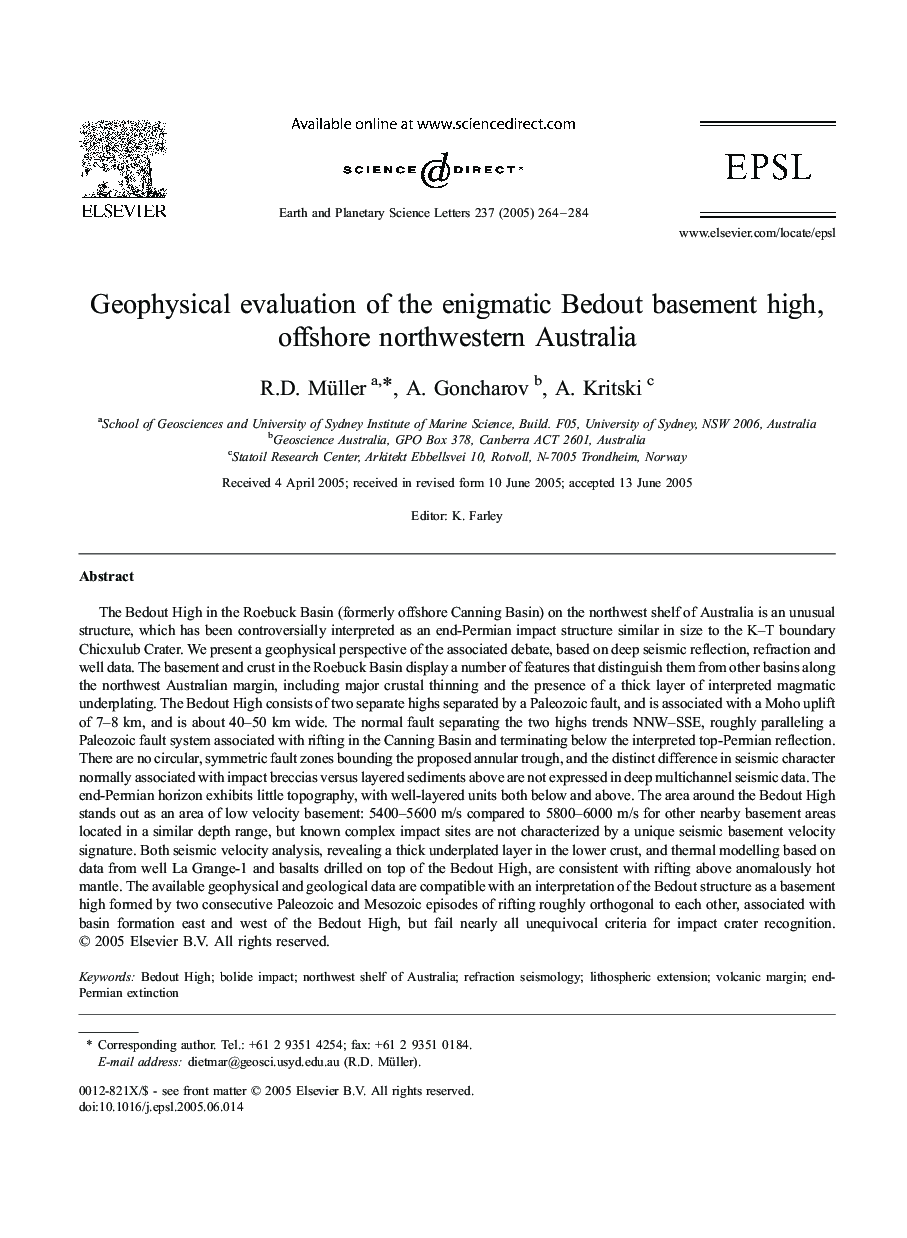 Geophysical evaluation of the enigmatic Bedout basement high, offshore northwestern Australia