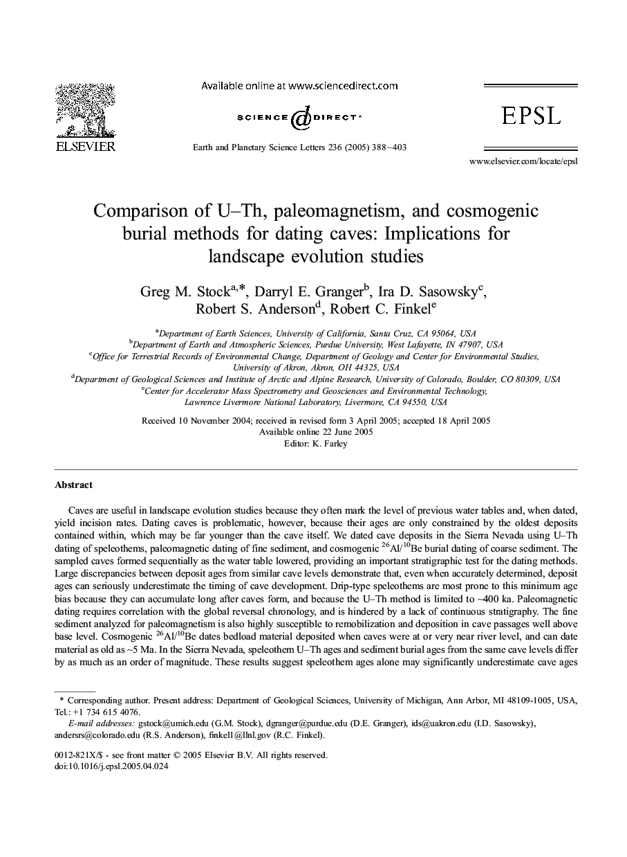 Comparison of U-Th, paleomagnetism, and cosmogenic burial methods for dating caves: Implications for landscape evolution studies