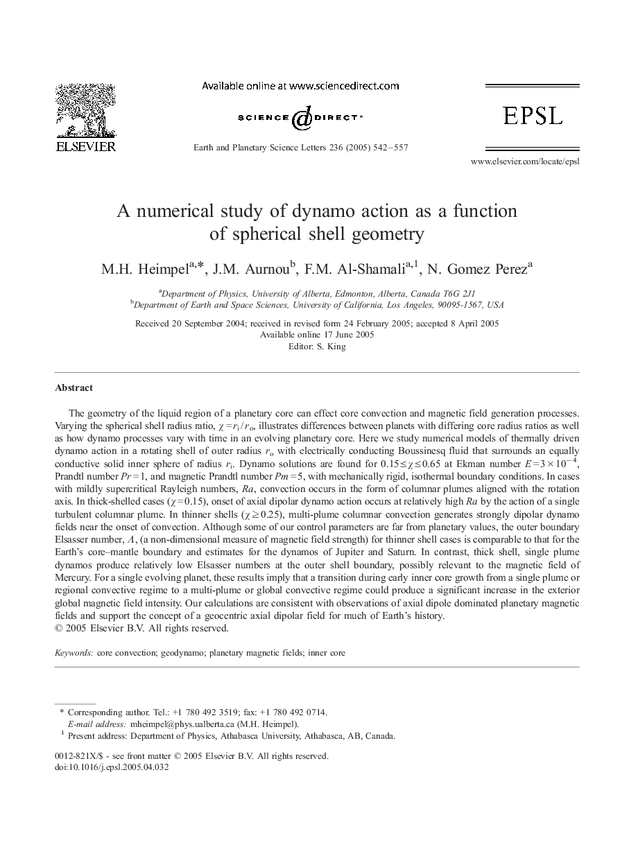 A numerical study of dynamo action as a function of spherical shell geometry