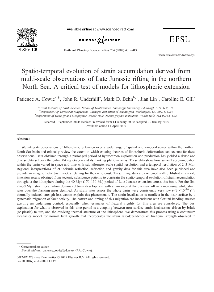 Spatio-temporal evolution of strain accumulation derived from multi-scale observations of Late Jurassic rifting in the northern North Sea: A critical test of models for lithospheric extension