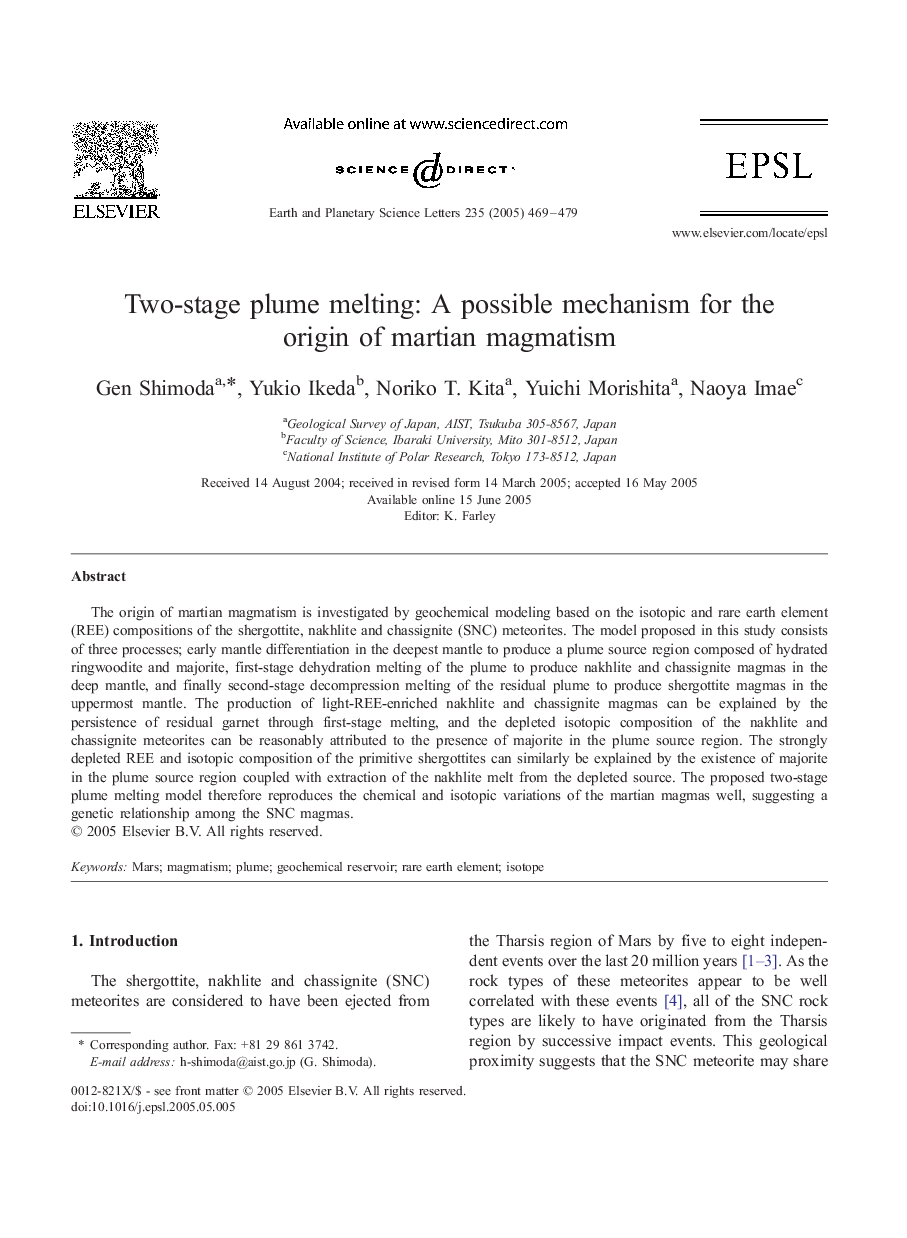 Two-stage plume melting: A possible mechanism for the origin of martian magmatism