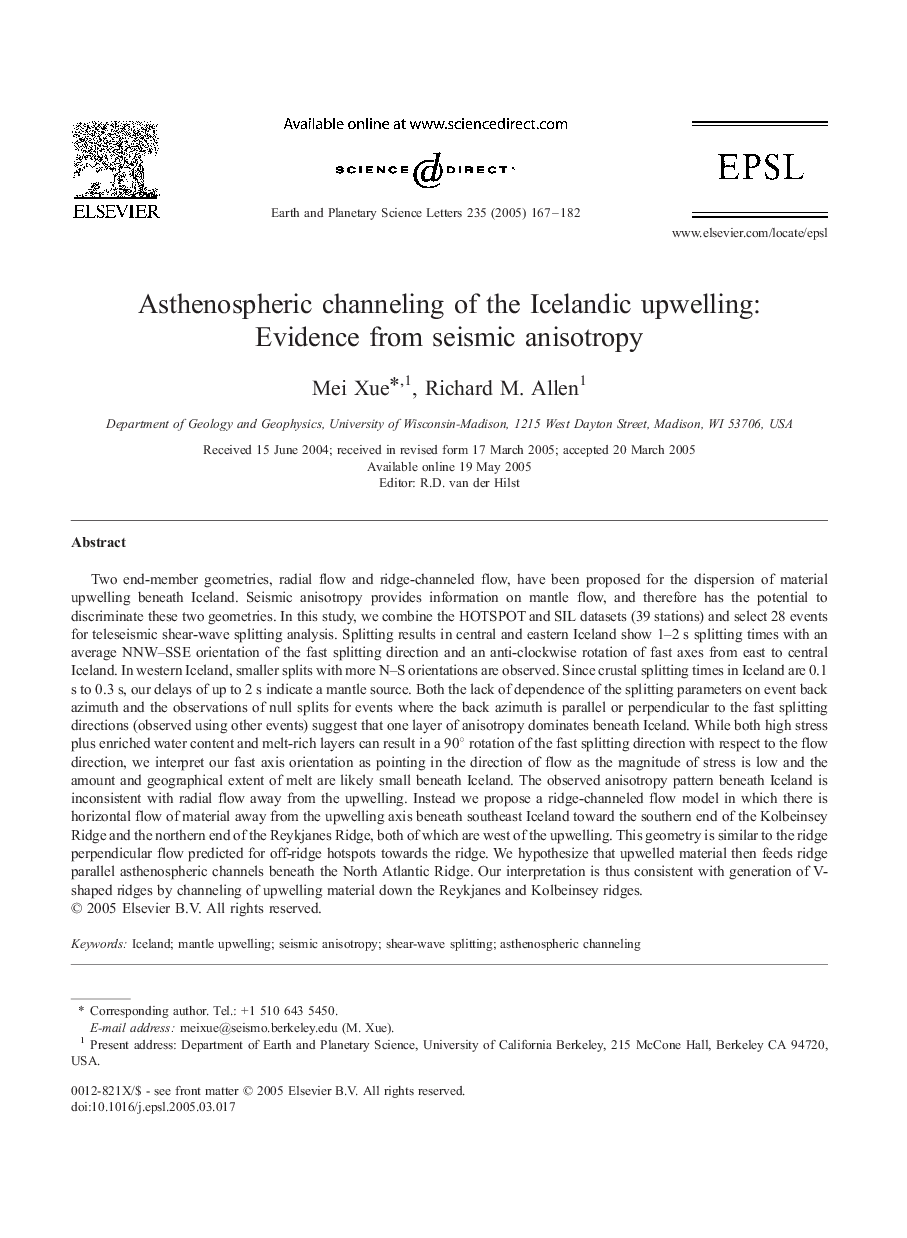 Asthenospheric channeling of the Icelandic upwelling: Evidence from seismic anisotropy