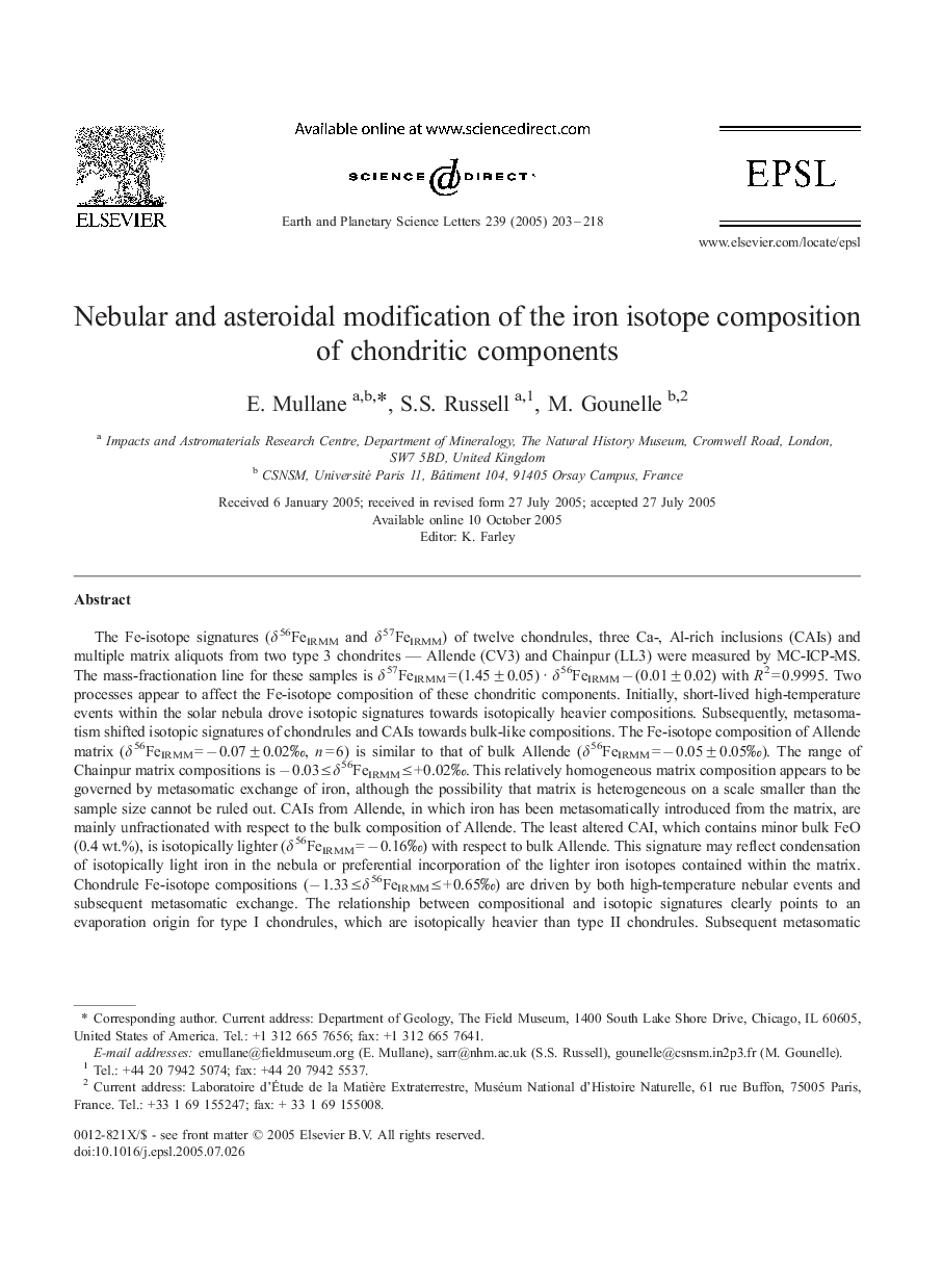 Nebular and asteroidal modification of the iron isotope composition of chondritic components