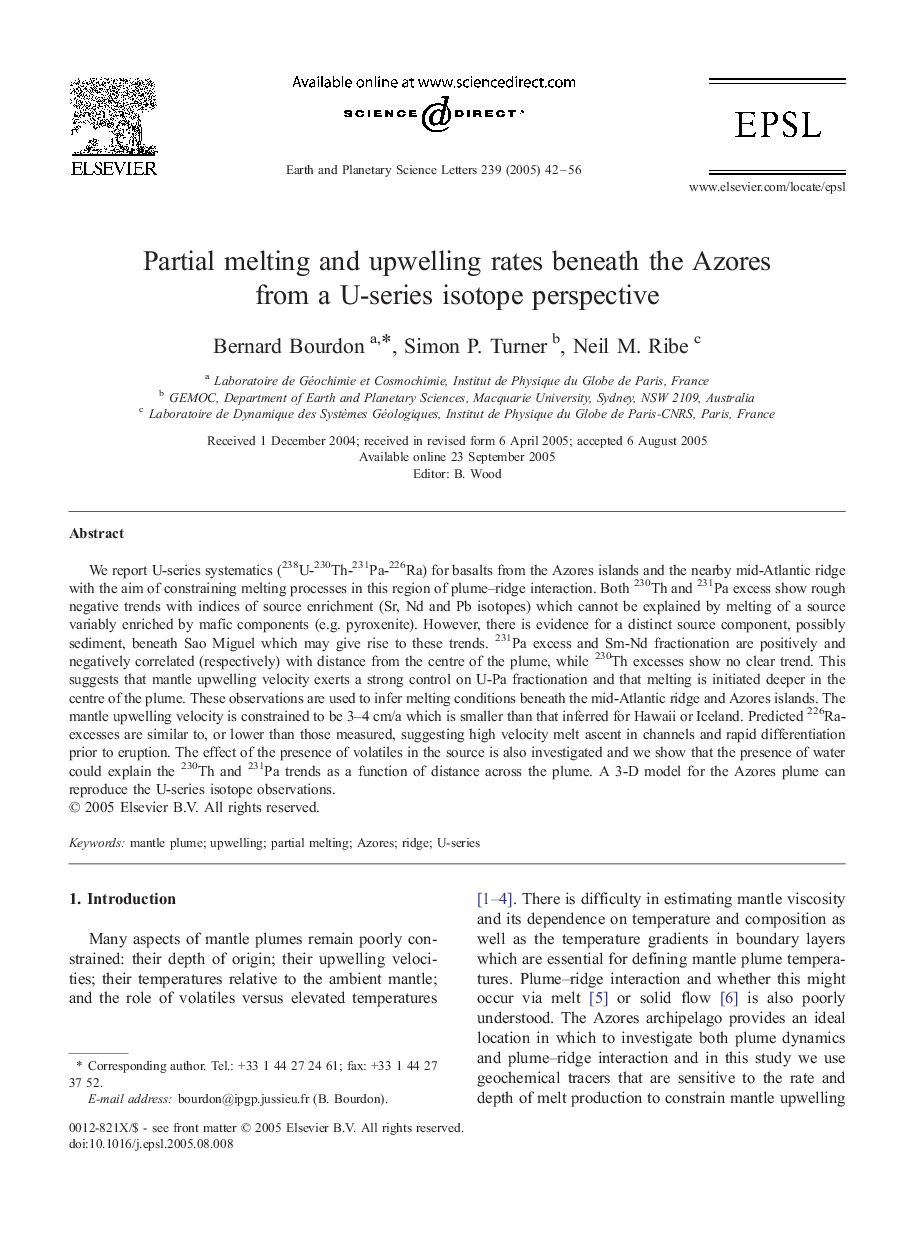 Partial melting and upwelling rates beneath the Azores from a U-series isotope perspective