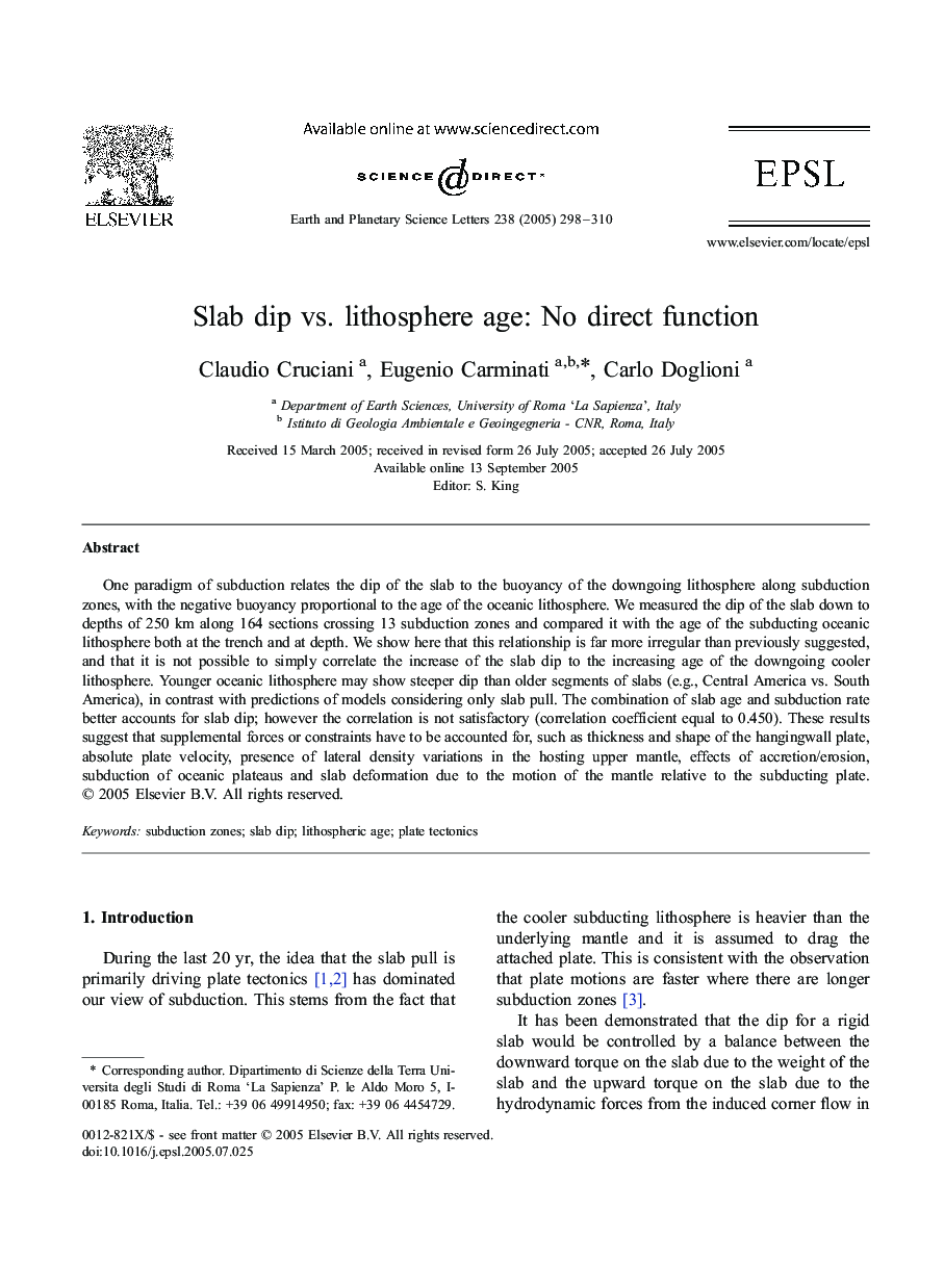 Slab dip vs. lithosphere age: No direct function