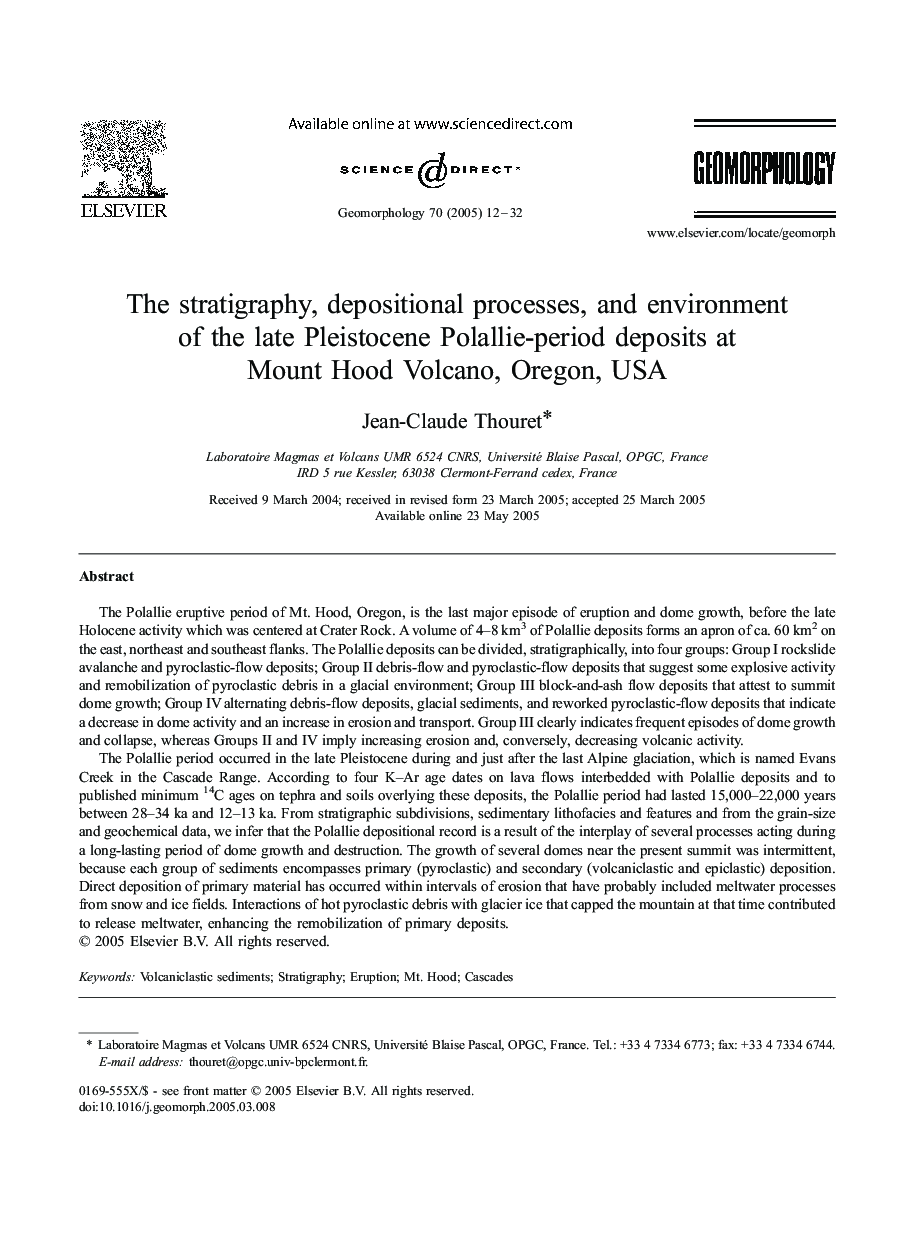 The stratigraphy, depositional processes, and environment of the late Pleistocene Polallie-period deposits at Mount Hood Volcano, Oregon, USA