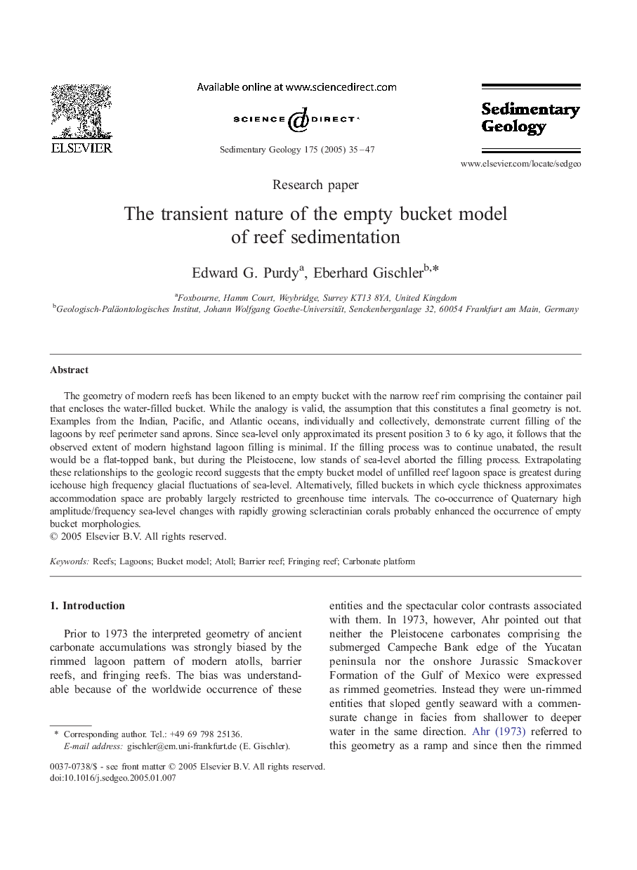 The transient nature of the empty bucket model of reef sedimentation