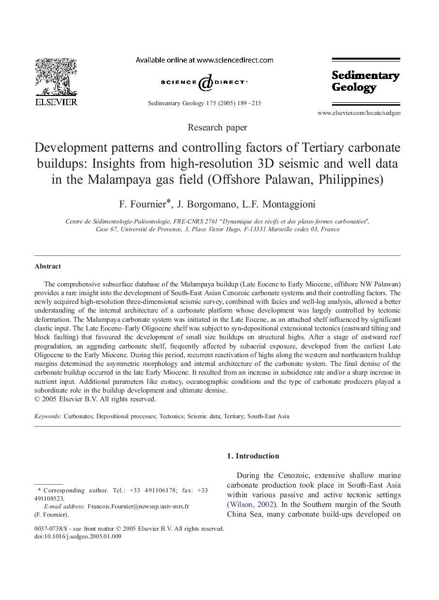 Development patterns and controlling factors of Tertiary carbonate buildups: Insights from high-resolution 3D seismic and well data in the Malampaya gas field (Offshore Palawan, Philippines)