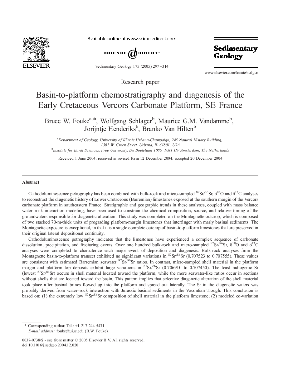 Basin-to-platform chemostratigraphy and diagenesis of the Early Cretaceous Vercors Carbonate Platform, SE France