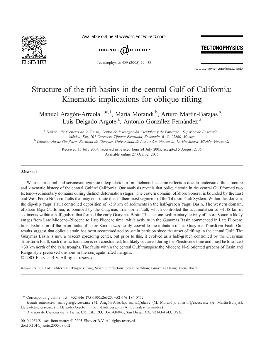 Structure of the rift basins in the central Gulf of California: Kinematic implications for oblique rifting