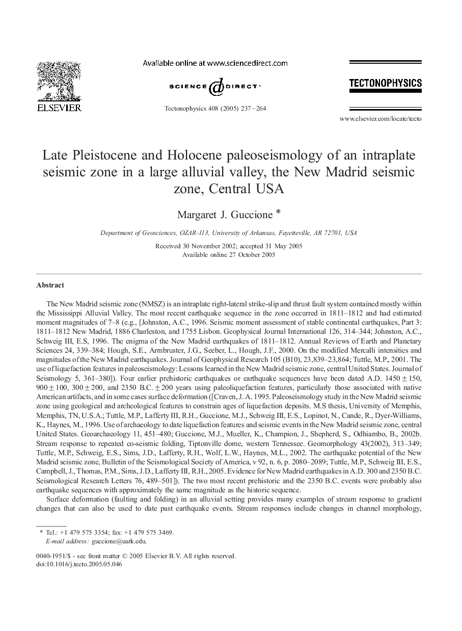 Late Pleistocene and Holocene paleoseismology of an intraplate seismic zone in a large alluvial valley, the New Madrid seismic zone, Central USA