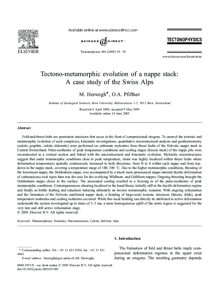 Tectono-metamorphic evolution of a nappe stack: A case study of the Swiss Alps