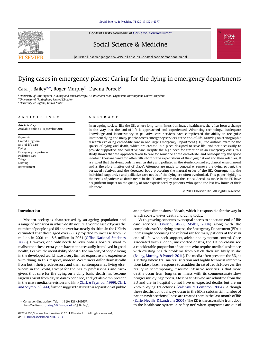 Dying cases in emergency places: Caring for the dying in emergency departments