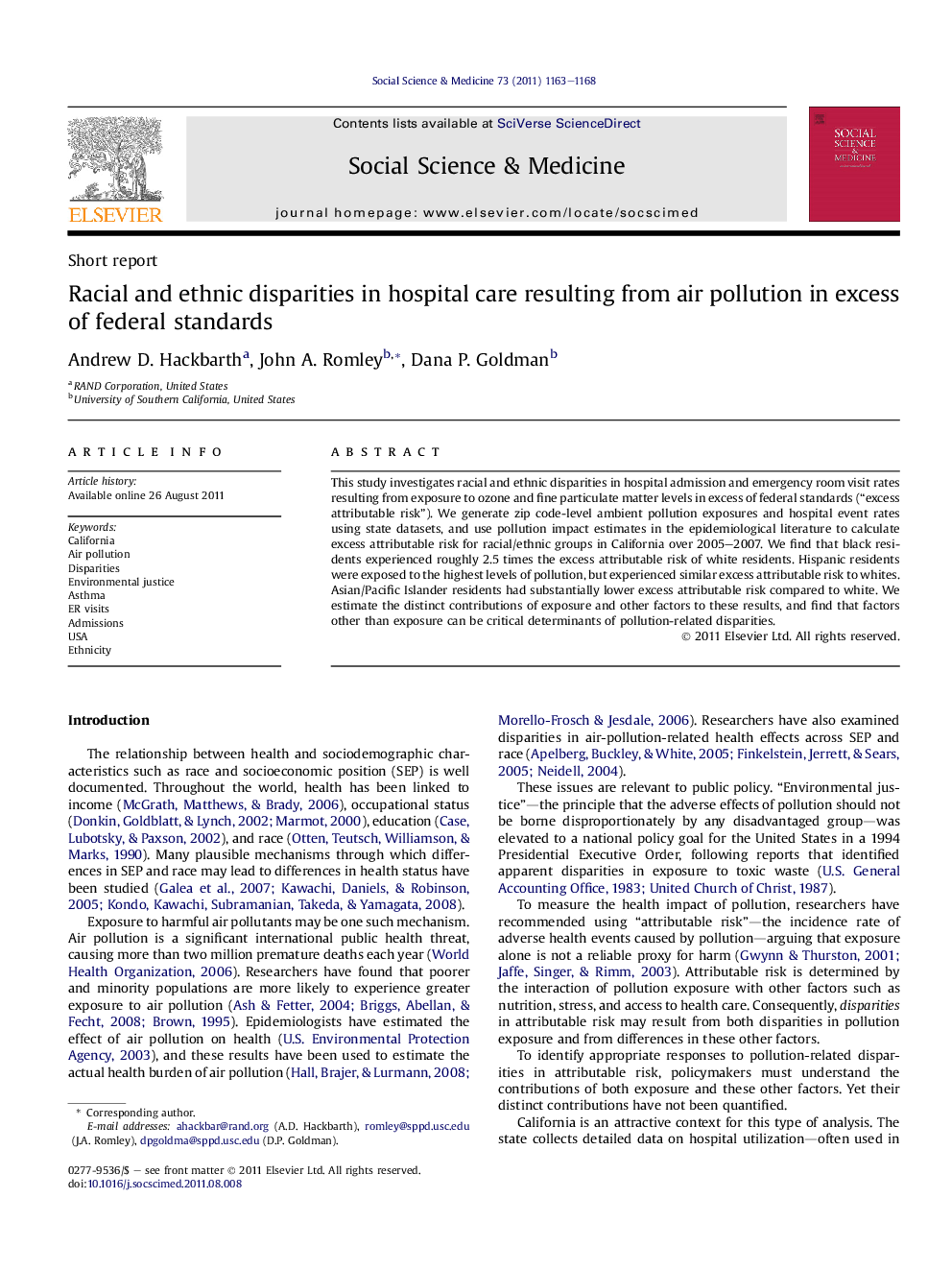 Racial and ethnic disparities in hospital care resulting from air pollution in excess of federal standards