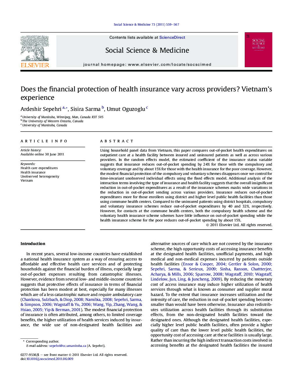 Does the financial protection of health insurance vary across providers? Vietnam’s experience