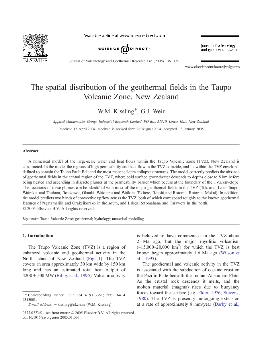 The spatial distribution of the geothermal fields in the Taupo Volcanic Zone, New Zealand