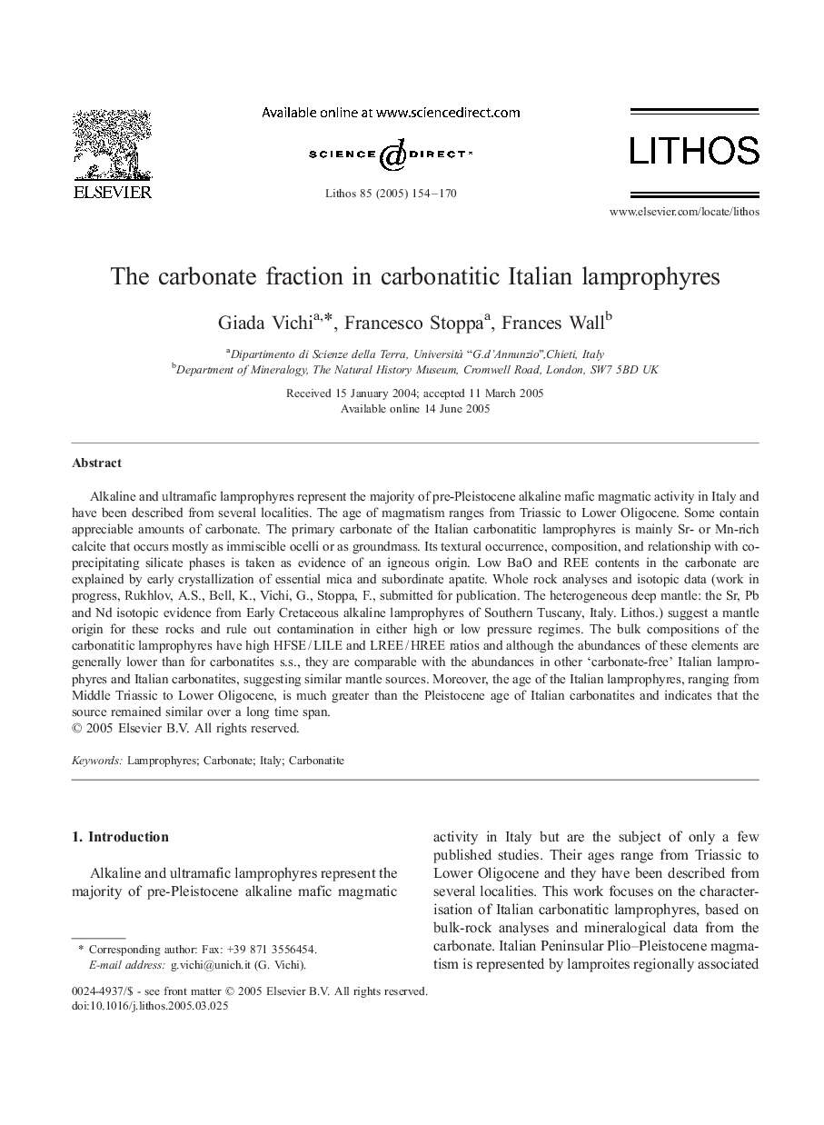 The carbonate fraction in carbonatitic Italian lamprophyres