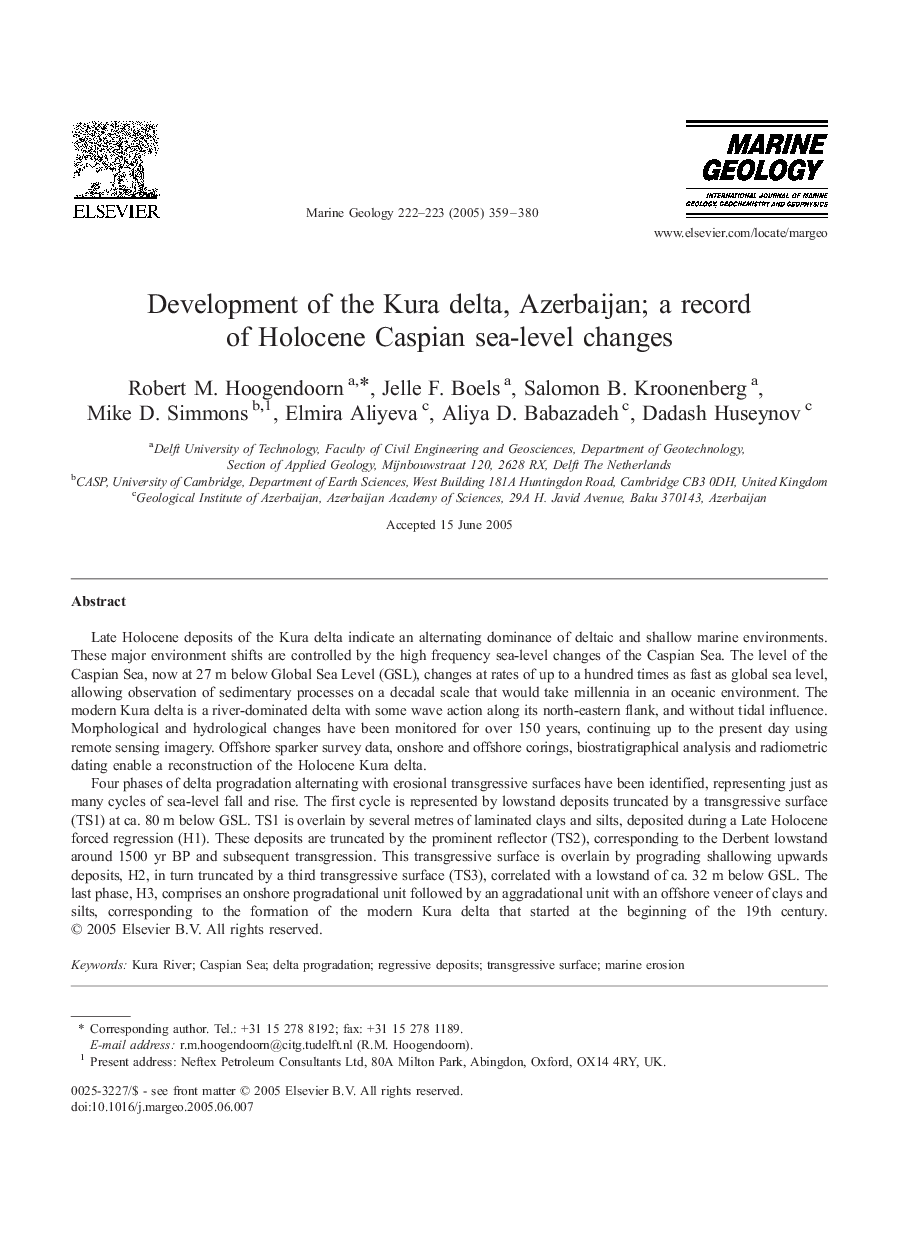 Development of the Kura delta, Azerbaijan; a record of Holocene Caspian sea-level changes