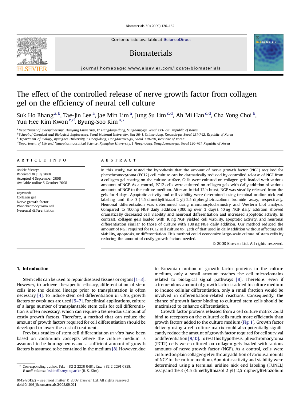 The effect of the controlled release of nerve growth factor from collagen gel on the efficiency of neural cell culture