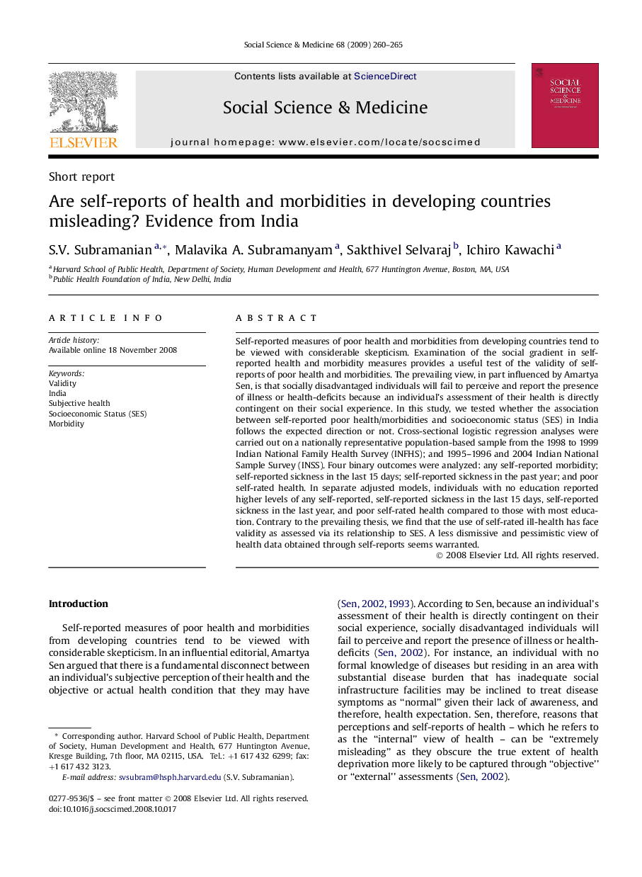 Are self-reports of health and morbidities in developing countries misleading? Evidence from India