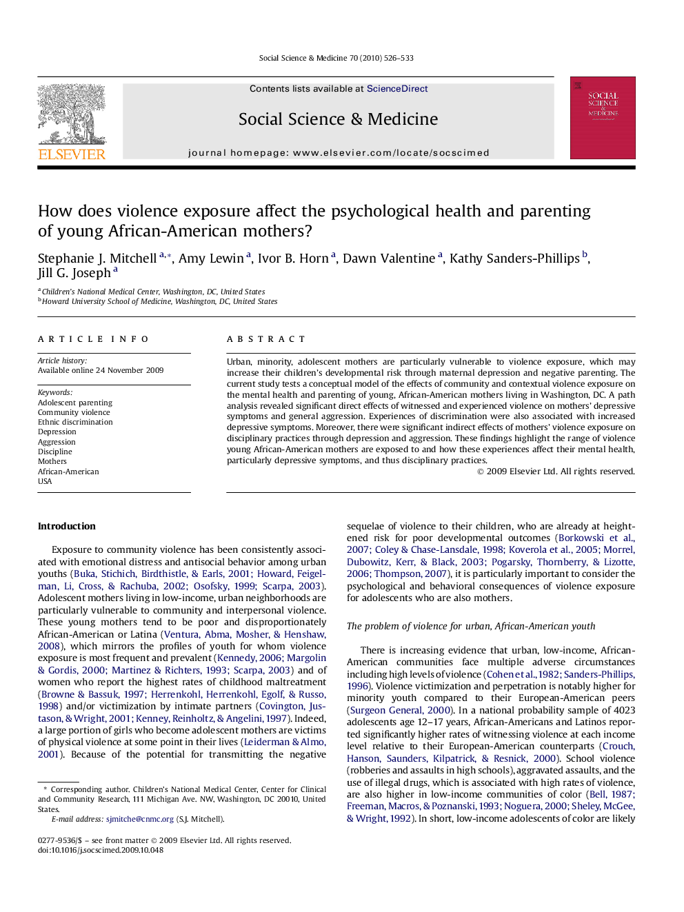 How does violence exposure affect the psychological health and parenting of young African-American mothers?