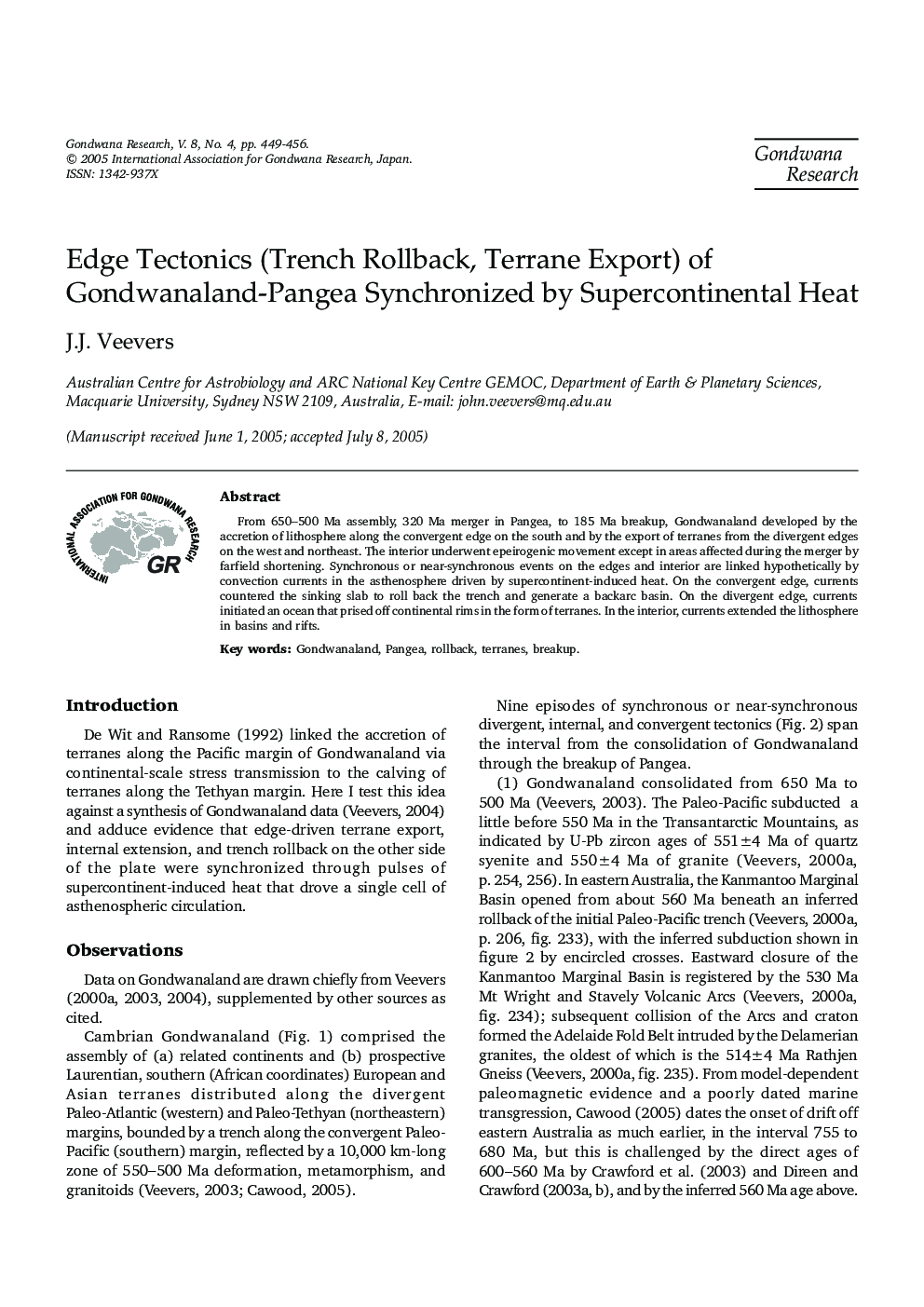 Edge tectonics (trench rollback, terrane export) of Gondwanaland-Pangea synchronized by supercontinental heat