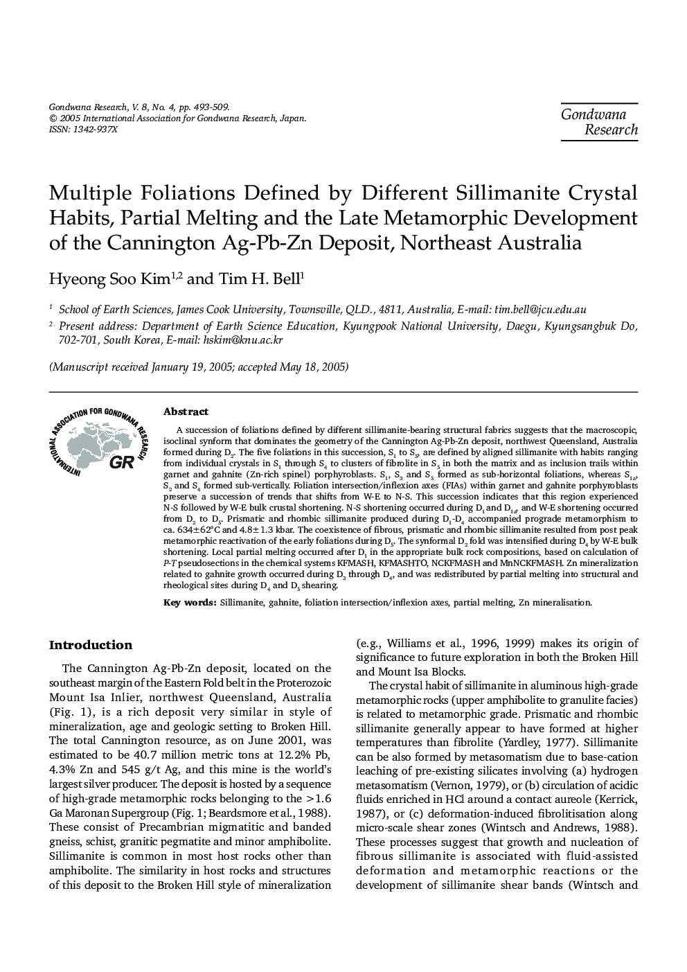 Multiple Foliations Defined by Different Sillimanite Crystal Habits, Partial Melting and the Late Metamorphic Development of the Cannington Ag-Pb-Zn Deposit, Northeast Australia