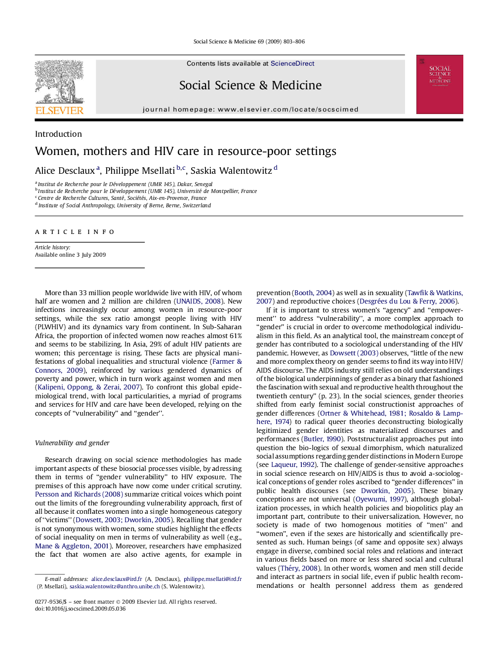 Women, mothers and HIV care in resource-poor settings