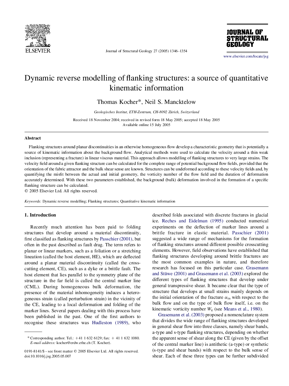 Dynamic reverse modelling of flanking structures: a source of quantitative kinematic information