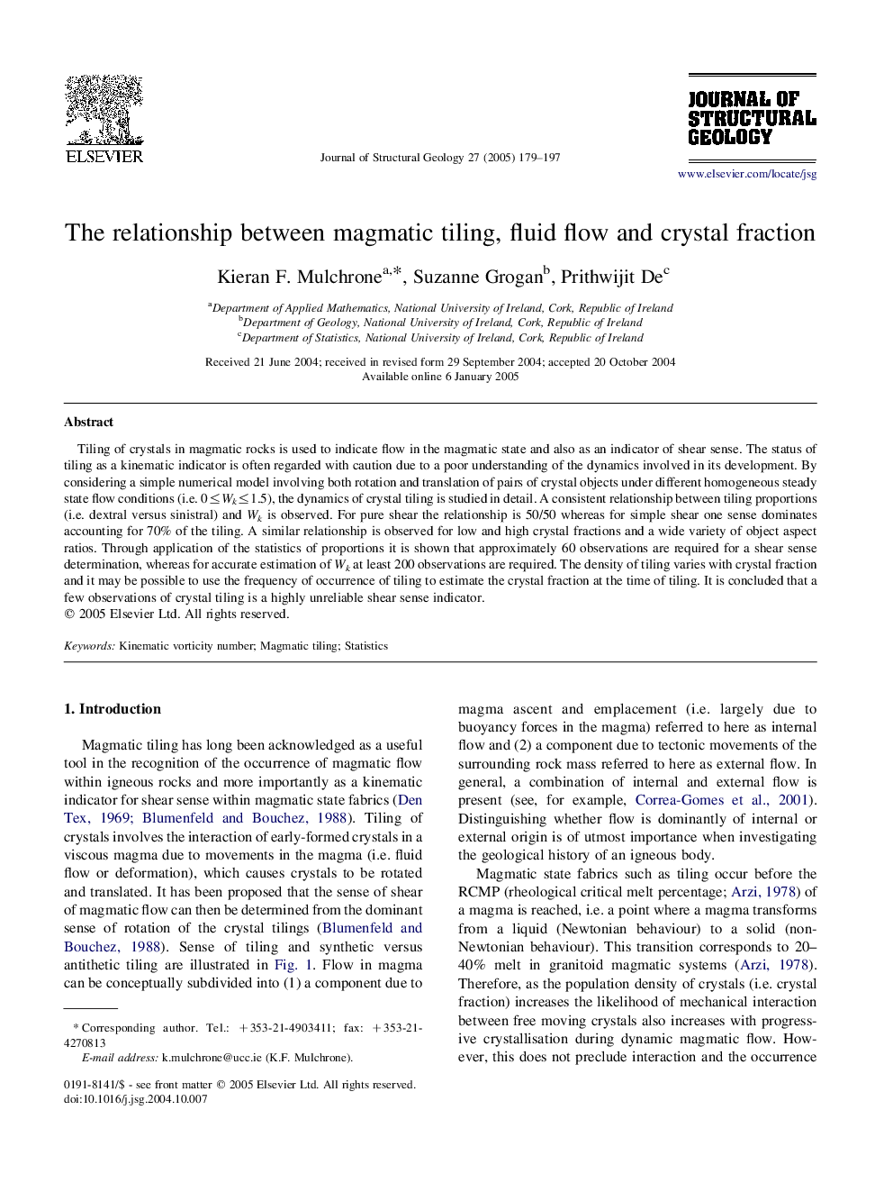 The relationship between magmatic tiling, fluid flow and crystal fraction