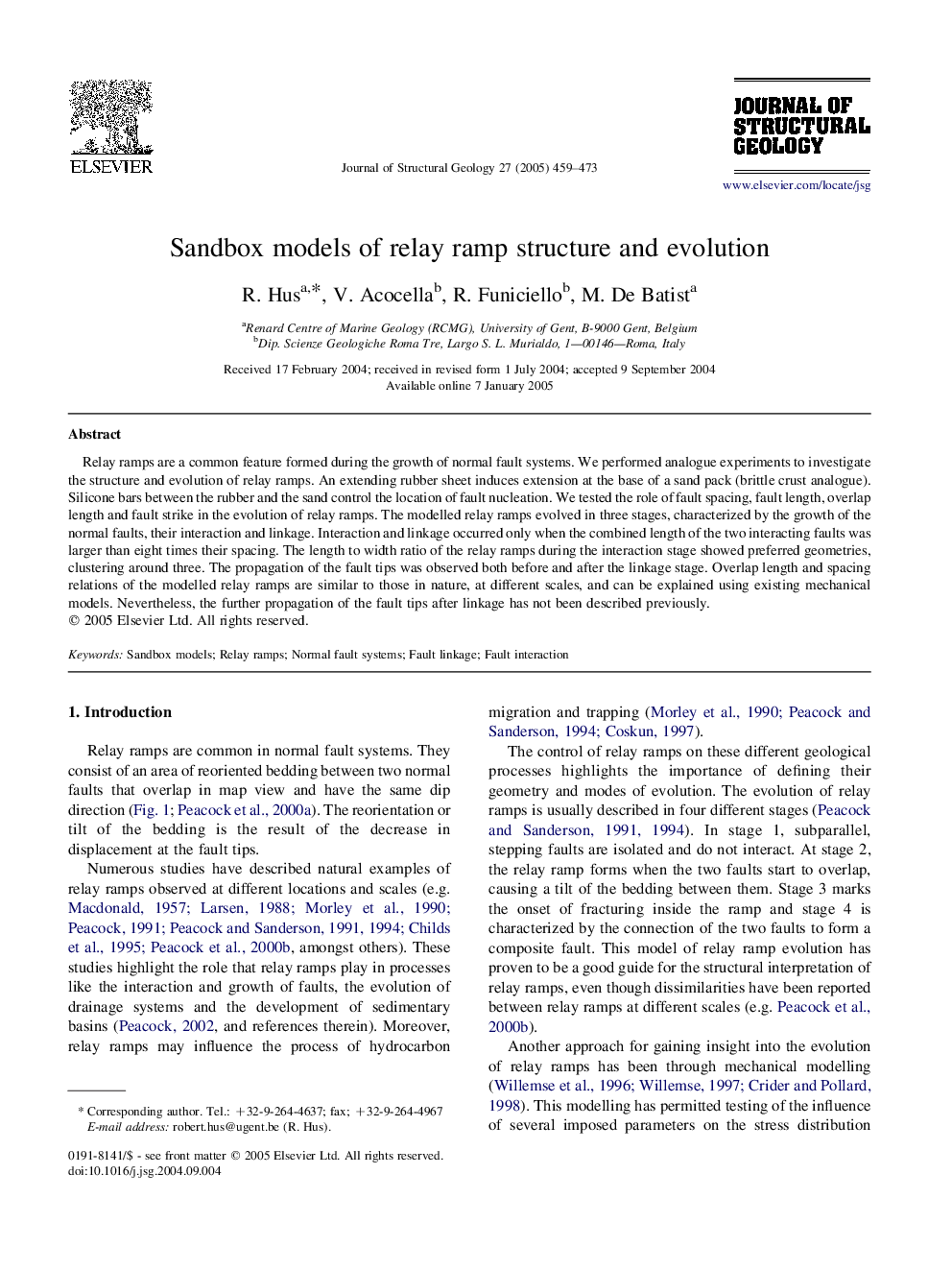 Sandbox models of relay ramp structure and evolution