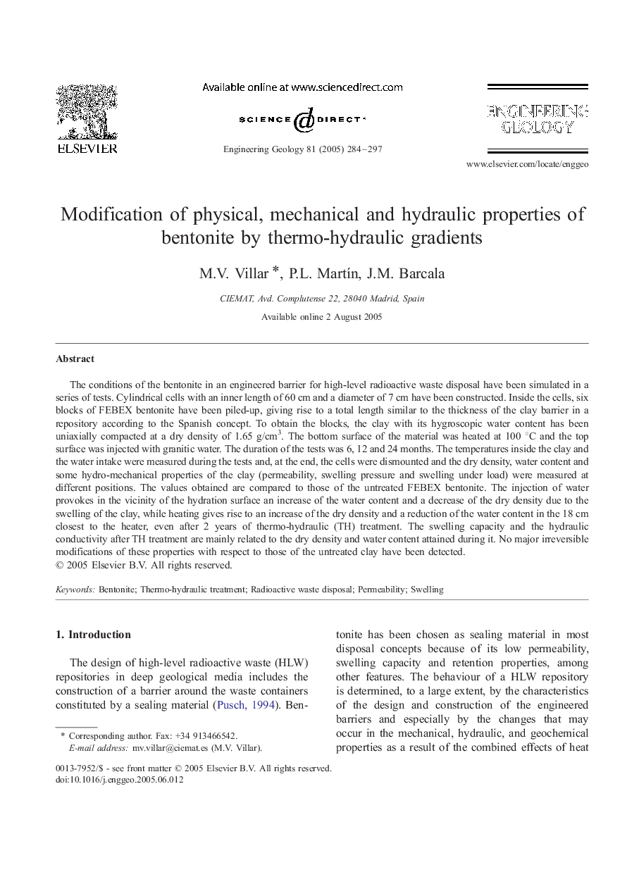 Modification of physical, mechanical and hydraulic properties of bentonite by thermo-hydraulic gradients