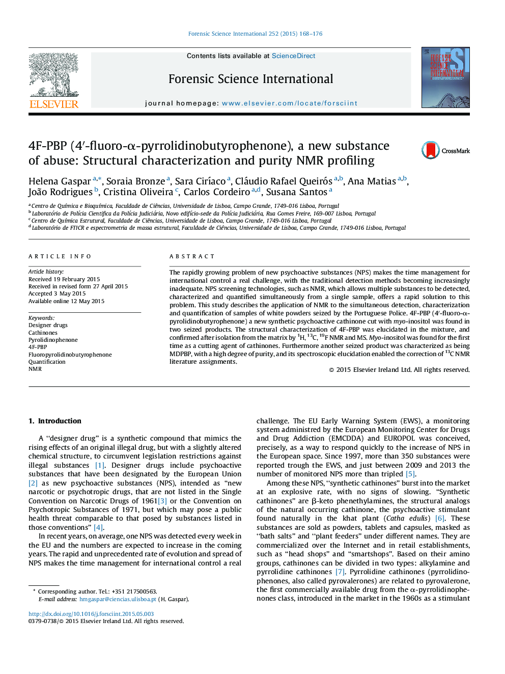 4F-PBP (4′-fluoro-α-pyrrolidinobutyrophenone), a new substance of abuse: Structural characterization and purity NMR profiling