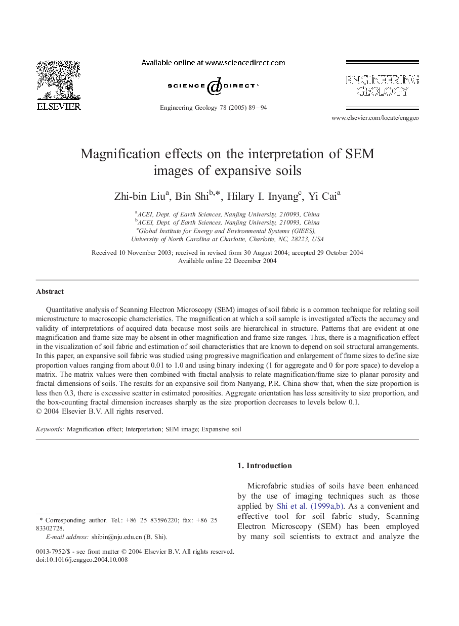 Magnification effects on the interpretation of SEM images of expansive soils