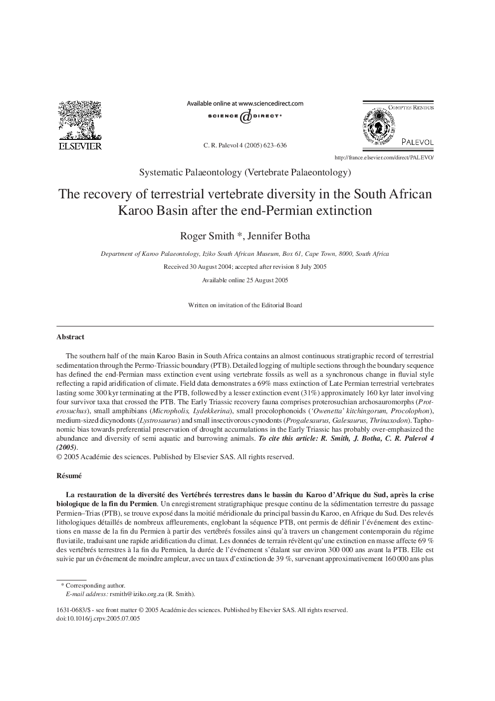 The recovery of terrestrial vertebrate diversity in the South African Karoo Basin after the end-Permian extinction