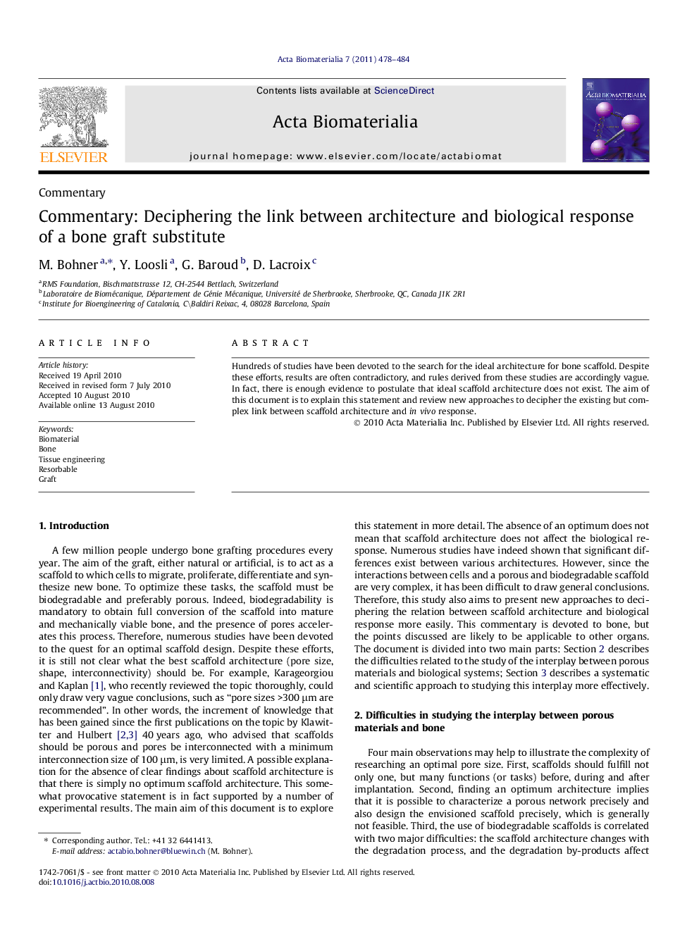 Commentary: Deciphering the link between architecture and biological response of a bone graft substitute