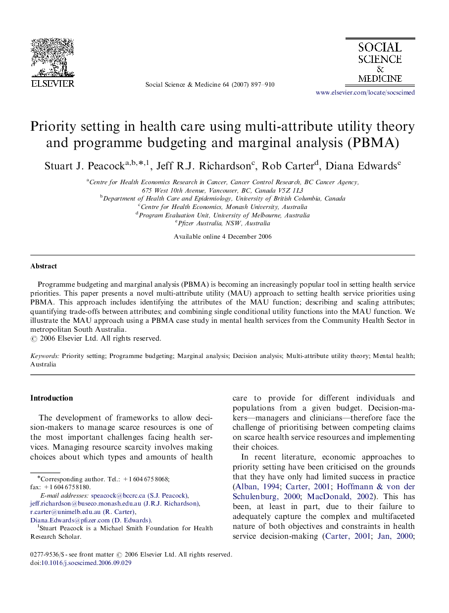 Priority setting in health care using multi-attribute utility theory and programme budgeting and marginal analysis (PBMA)