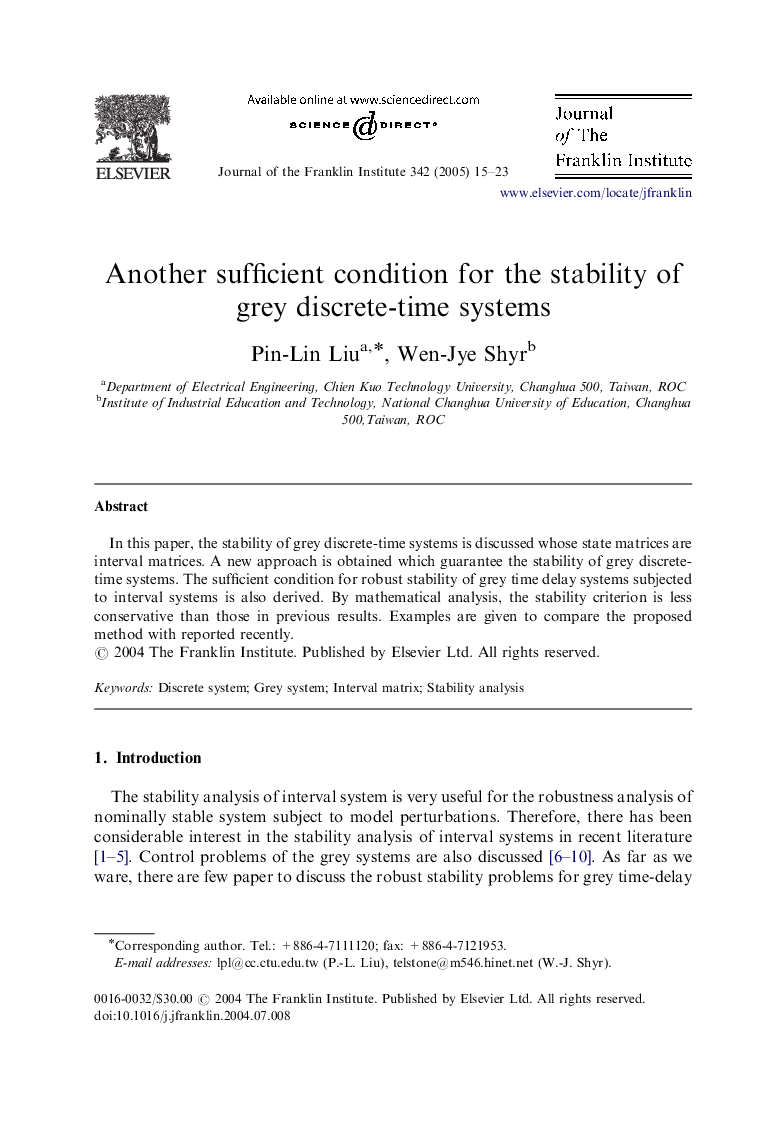 Another sufficient condition for the stability of grey discrete-time systems