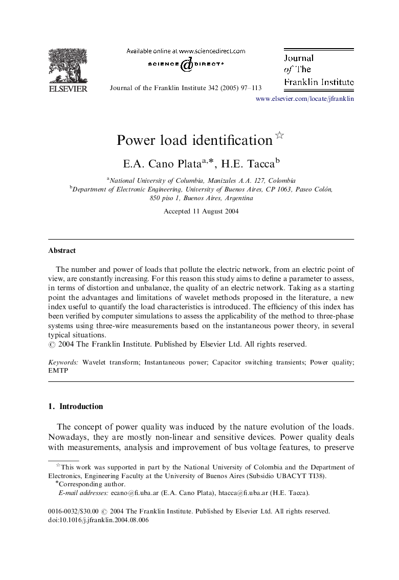 Power load identification