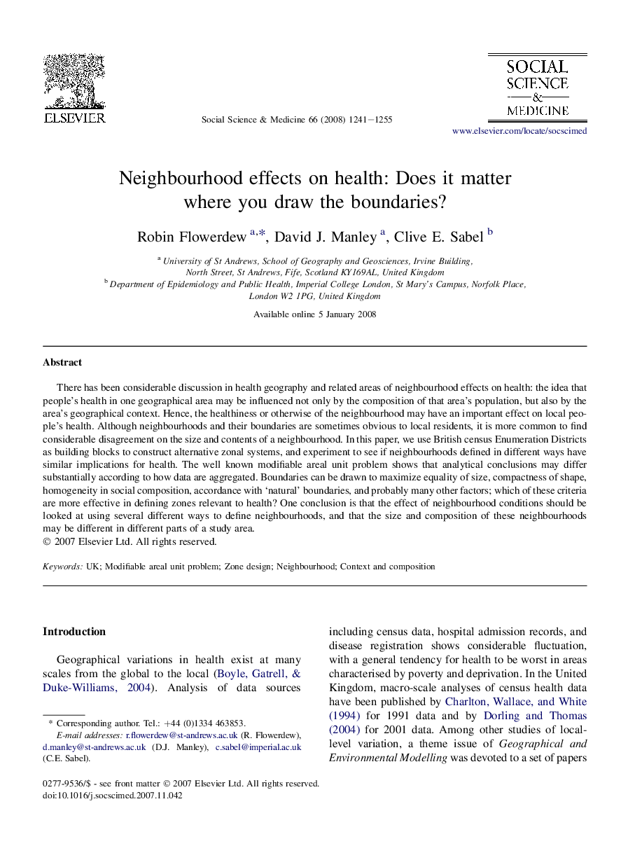 Neighbourhood effects on health: Does it matter where you draw the boundaries?