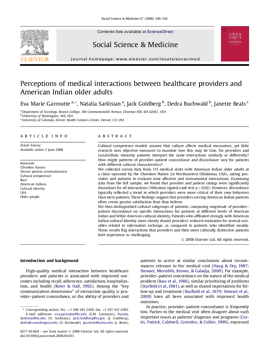 Perceptions of medical interactions between healthcare providers and American Indian older adults