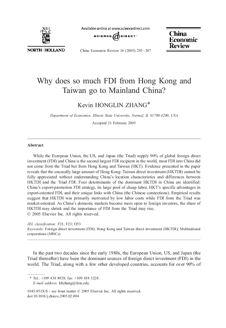Why does so much FDI from Hong Kong and Taiwan go to Mainland China?