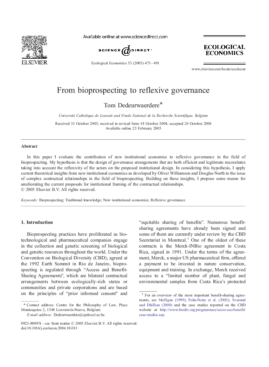 From bioprospecting to reflexive governance