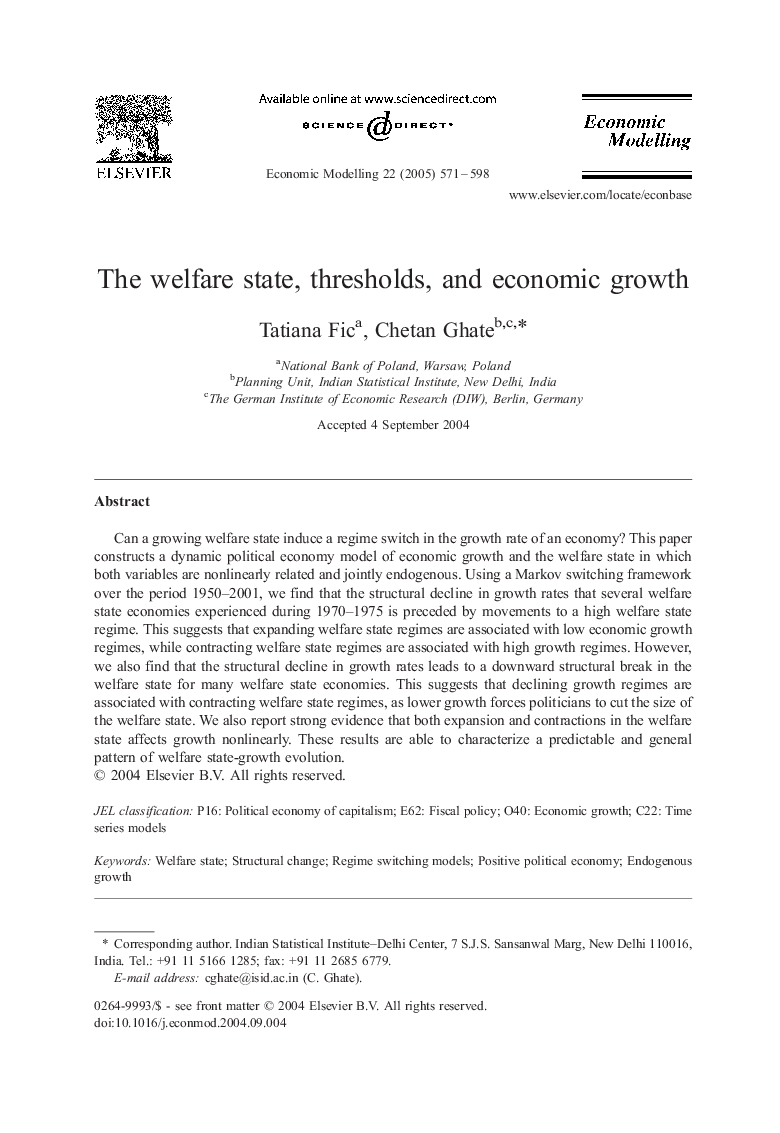 The welfare state, thresholds, and economic growth