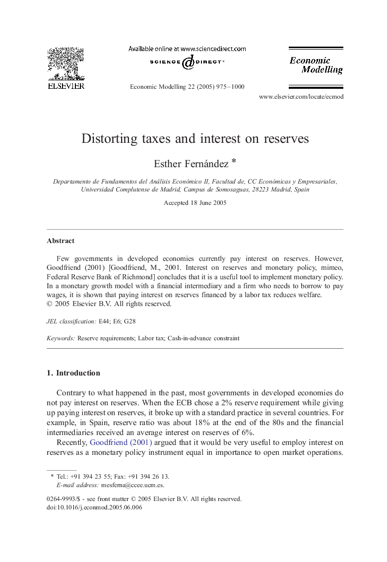 Distorting taxes and interest on reserves